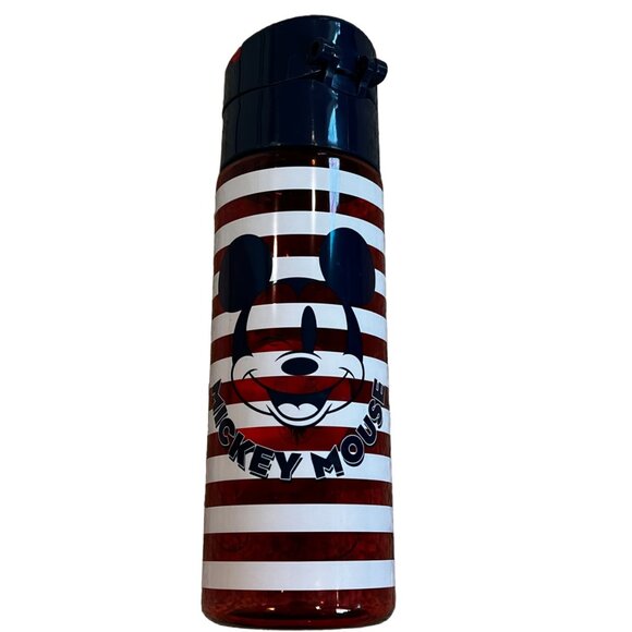 Disney Mickey Mouse Red & White Striped Water Bottle NWT - Picture 2 of 4